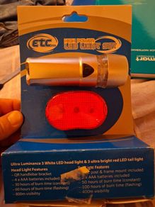 Led bike light. Front and tail light