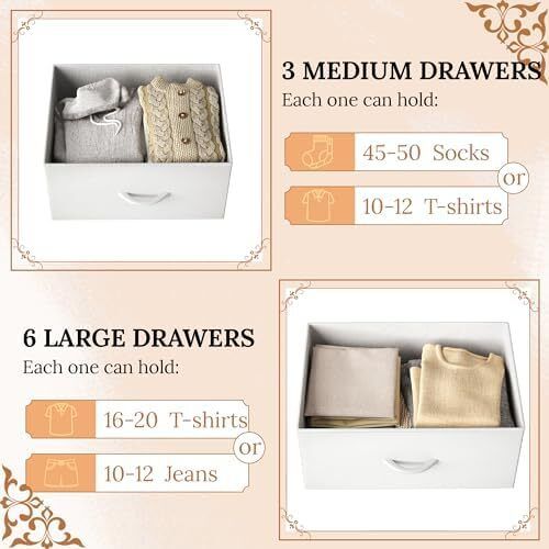 Chest of Drawers with 9 Drawers, Fabric Storage Dresser for Bedroom, Tall Drawer Organizer