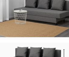 Grey IKEA Asarum sofa bed with 3 cushions
