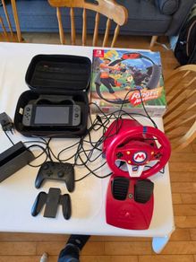 Nintendo Switch Bundle Modified Console, Mario Wheel and Ring Fit