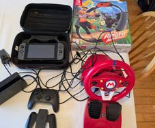 Nintendo Switch Bundle Modified Console, Mario Wheel and Ring Fit