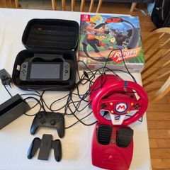 Nintendo Switch Bundle Modified Console, Mario Wheel and Ring Fit