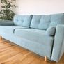Sofa Bed. Sleeping fuction with Storage container. Comfortable sleep for your guests. High quality materials. Impeccable condition. Decorative pillows included. Image 2