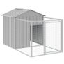 Dog House with Run Light Grey 117x201x123 cm Galvanised Steel Image 2