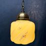 Art Deco Floral Glass & Brass Pendant Lamp Image 4