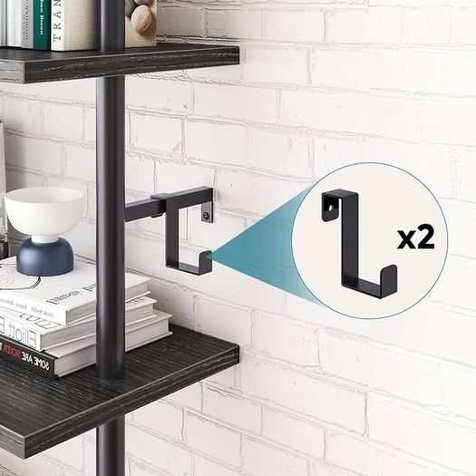 NEW SALE | Ladder Shelf 5-Tier Bookcase Rack 180CM Storage Unit with Metal Frame Floating Wall Shelf for Living Room