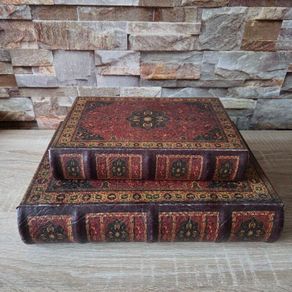 Vintage Nesting Faux Book Storage Boxes - Set of 2 Ornate Persian Design