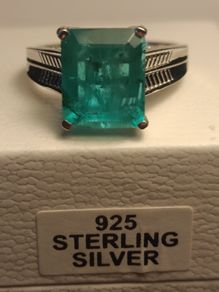 Natural Princess cut Emeraldine Quartz Dress Ring