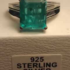 Natural Princess cut Emeraldine Quartz Dress Ring
