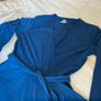 Stunning H&M royal Blue wrap style dress with tie waist long sleeve Image 3