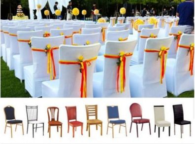Universal 100pcs Chair Covers White Arched Front Slip Spandex Lycra Wedding Part
