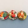 3 x Vintage Paper Mache Decoupage Christmas Bauble Ornaments - Santa Father Christmas Image 2