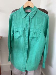 Green linen blouse Size 12 EU 40