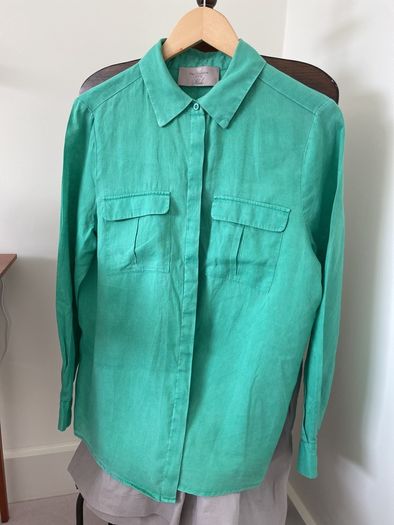 Green linen blouse Size 12 EU 40