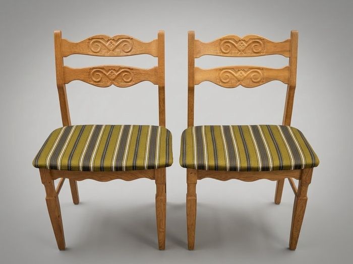 Rare Set of 6 Mid-Century Modern Oak Dining Chairs by Henning Kaernulf for EG-Mobel, 1970s