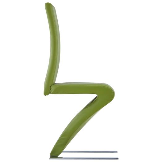 Dining Chairs with Zigzag Shape 6 pcs Green Faux Leather