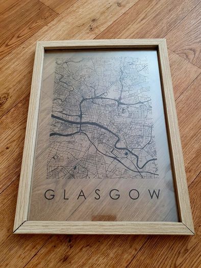 Glasgow Map Print - Framed - Minimalist Style
