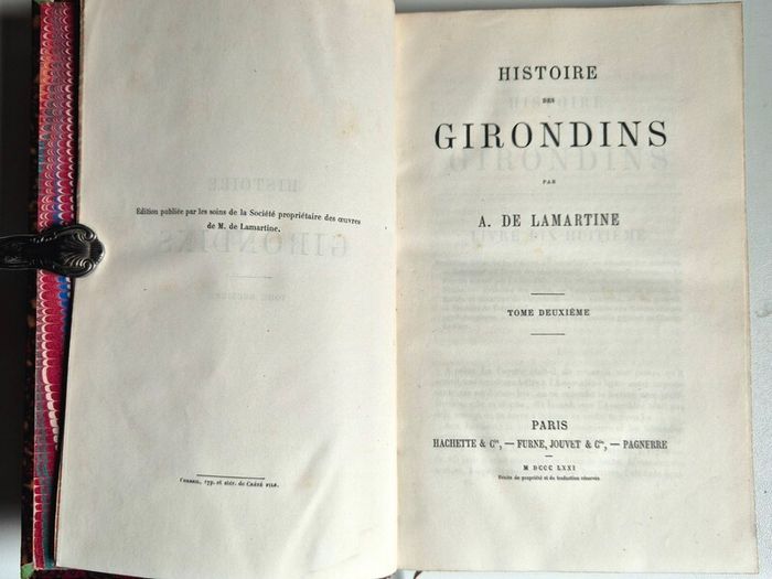 Very Scarce, Excellent Condition. Antique Set of French books, Histoire des Girondins by Lamartine.