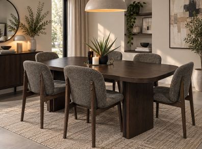 6 x Smoked Ash Dining Chairs, Ex Display Like New