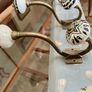 New Unused Stylish Entryway Mounted Ceramic and Brass Coat Hanger Image 3