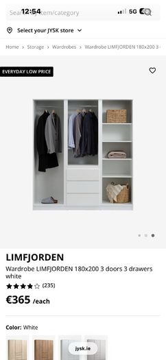 Wardrobe, Used to big for the bedroom. Only one year old. Can have it dissembled or if buyer would like to dismantle themselves more than welcome