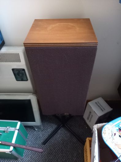 Pair of vintage KEF speakers on original stands