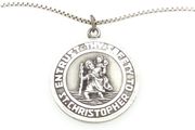 1966 Vintage 925 Sterling Silver Collectible Uniquely Engraved Georg Jensen Designer St Christopher Necklace on Italian Chain