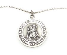 1966 Vintage 925 Sterling Silver Collectible Uniquely Engraved Georg Jensen Designer St Christopher Necklace on Italian Chain