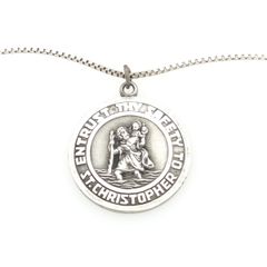 1966 Vintage 925 Sterling Silver Collectible Uniquely Engraved Georg Jensen Designer St Christopher Necklace on Italian Chain