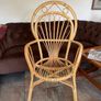 Vintage Franco Albini Style Cane and Bamboo Wicker Chair Mid Century Modern Boho Image 2