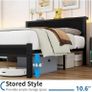 Double Bed Frame Metal Platform Bed Frame with Wood Headboard/Mattress Base/Underbed Storage/No Box Spring Needed/Black Image 5