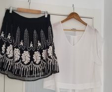 ZARA black and white layered mini skirt Sz XL (Fit 12-14UK) Rrp 59.99 (New)