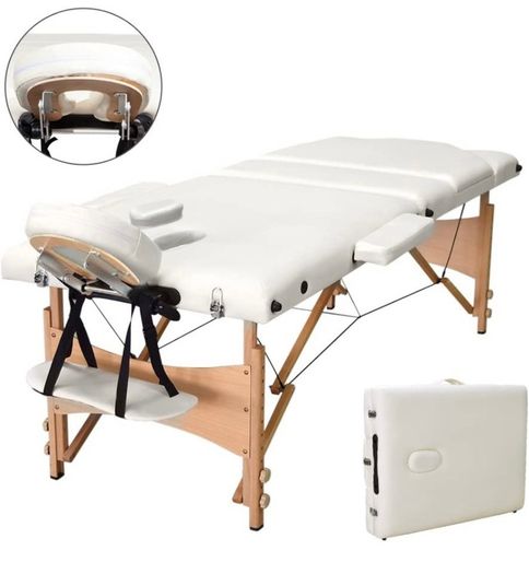 Portable Massage Bed Table - 3-Section Foldable Beauty Couch for Reiki Therapy Treatment Salon Healing - Metal Headrest Support/Carry Bag (FREE POSTAGE)