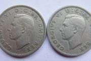 1948 George VI Half Crown Coins