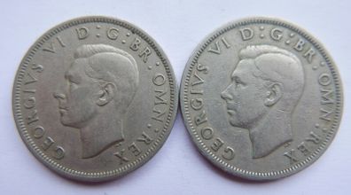 1948 George VI Half Crown Coins