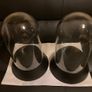 Pair of glass cloche (bells) on wooden bases. New Image 2