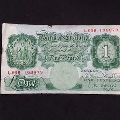 Bank of England : 1955 , 1 Pound  " O'Brien "  Banknote