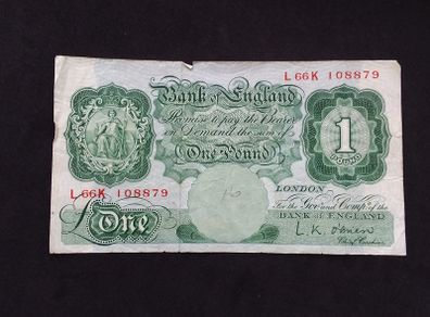 Bank of England : 1955 , 1 Pound  " O'Brien "  Banknote