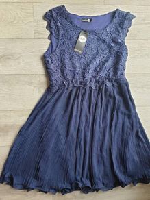 Boohoo Navy lace Pleated dress 12