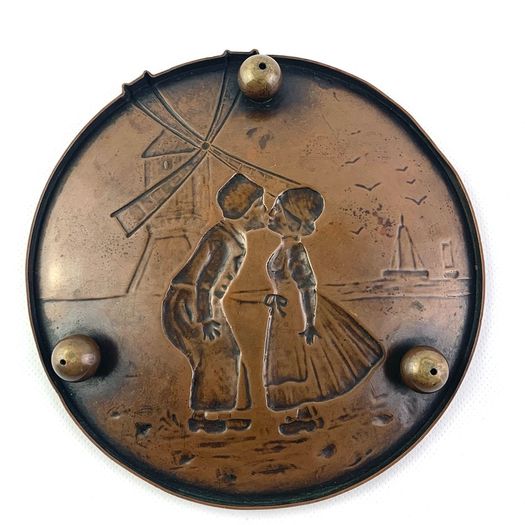 Antique Dutch Bronzed Copper Trinket Dish