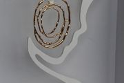 Gold Organic Abstract Concentric Oval Textured Hoop Earrings