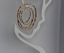 Gold Organic Abstract Concentric Oval Textured Hoop Earrings
