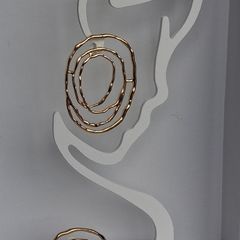 Gold Organic Abstract Concentric Oval Textured Hoop Earrings