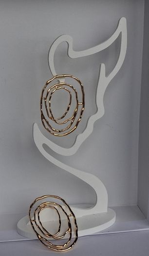 Gold Organic Abstract Concentric Oval Textured Hoop Earrings