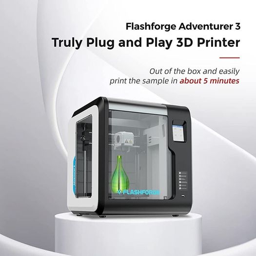 Adventurer 3 3D Printer with Detachable Nozzle,Removable Flexible Platform,Filament Detection,Full Colour Touch Screen,45 dB Ultra-mute Printing,Support Filament (FREE SHIPPING)
