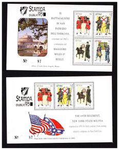 1995 Ireland Stampa Members & Public Souvenir (Matching pair No. 87) Military Uniforms Commemorative Stamps Booklet Pane Overprinted for Stampa Mint Never Hinged (MNH)