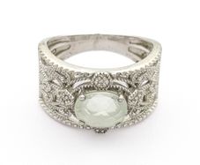 Green Amethyst Sterling Silver Ring