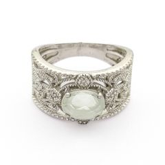 Green Amethyst Sterling Silver Ring