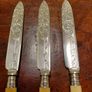 Antique Engraved Table Knives Set of 3 Image 4