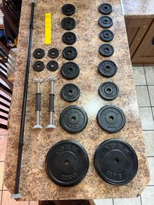 Good Metal Weights Set, Solid Metal Weights, Solid Metal Barbell, Solid Metal Dumbbells!!